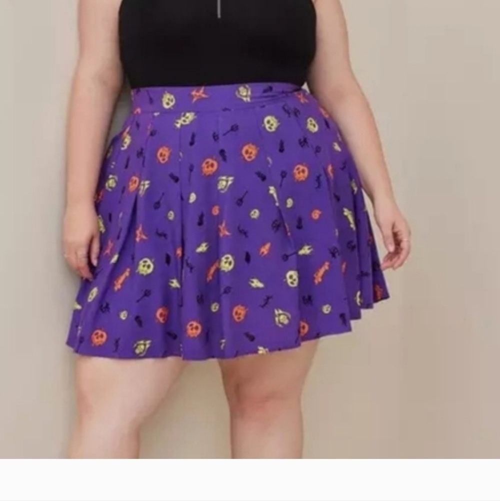 Torrid 1x Disney Villains Halloween Mini Skater Skirt - Challis Purple